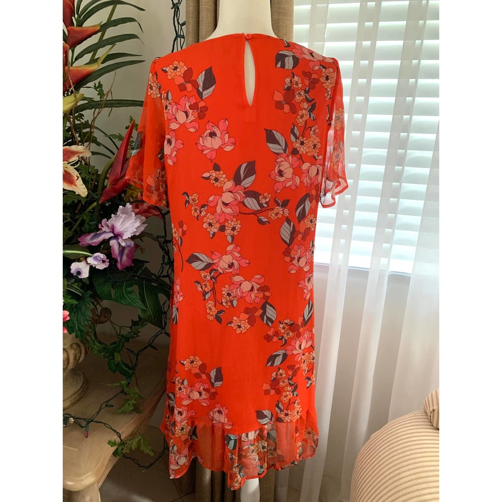 3/$15 A New Day Floral Print Short Sleeve Ruffle Wrap Dress in Red - Picture 10 of 14